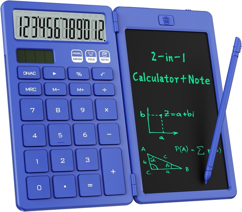 ROATEE Desk Calculator with Erasable LCD Notepad Calculators Desktop Basic Calculators for Middle School Cute Pocket Solar Calculator Office Desk Accessories Supplies Home Office Essential Big Button - Image 1